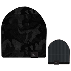 TONAL CAMO REVERSIBLE BEANIE - BLACK